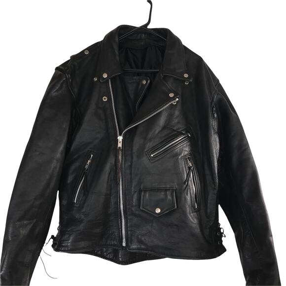 Mens Unbranded Heavy Thick Genuine Leather Motorcycle Biker Core Jacket Large - Picture 1 of 6